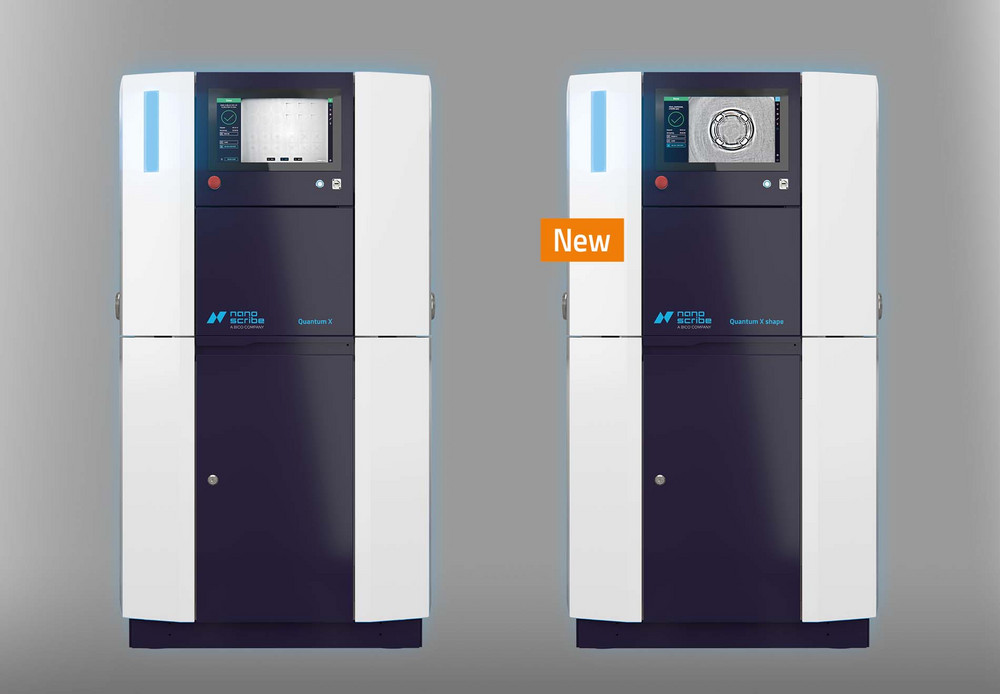 Comparison of Nanoscribe Quantum X systems, front view