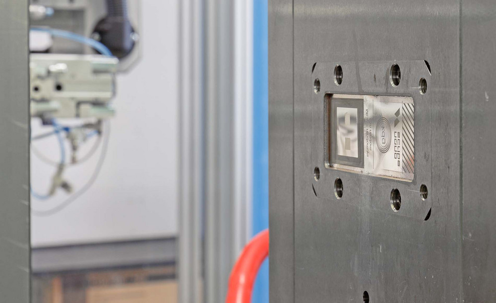 Close-up view of injection molding