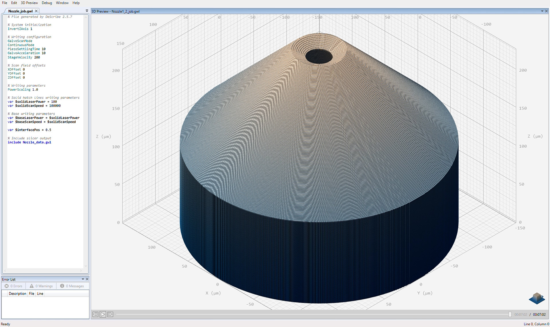 Dynamic precision printing by Nanoscribe