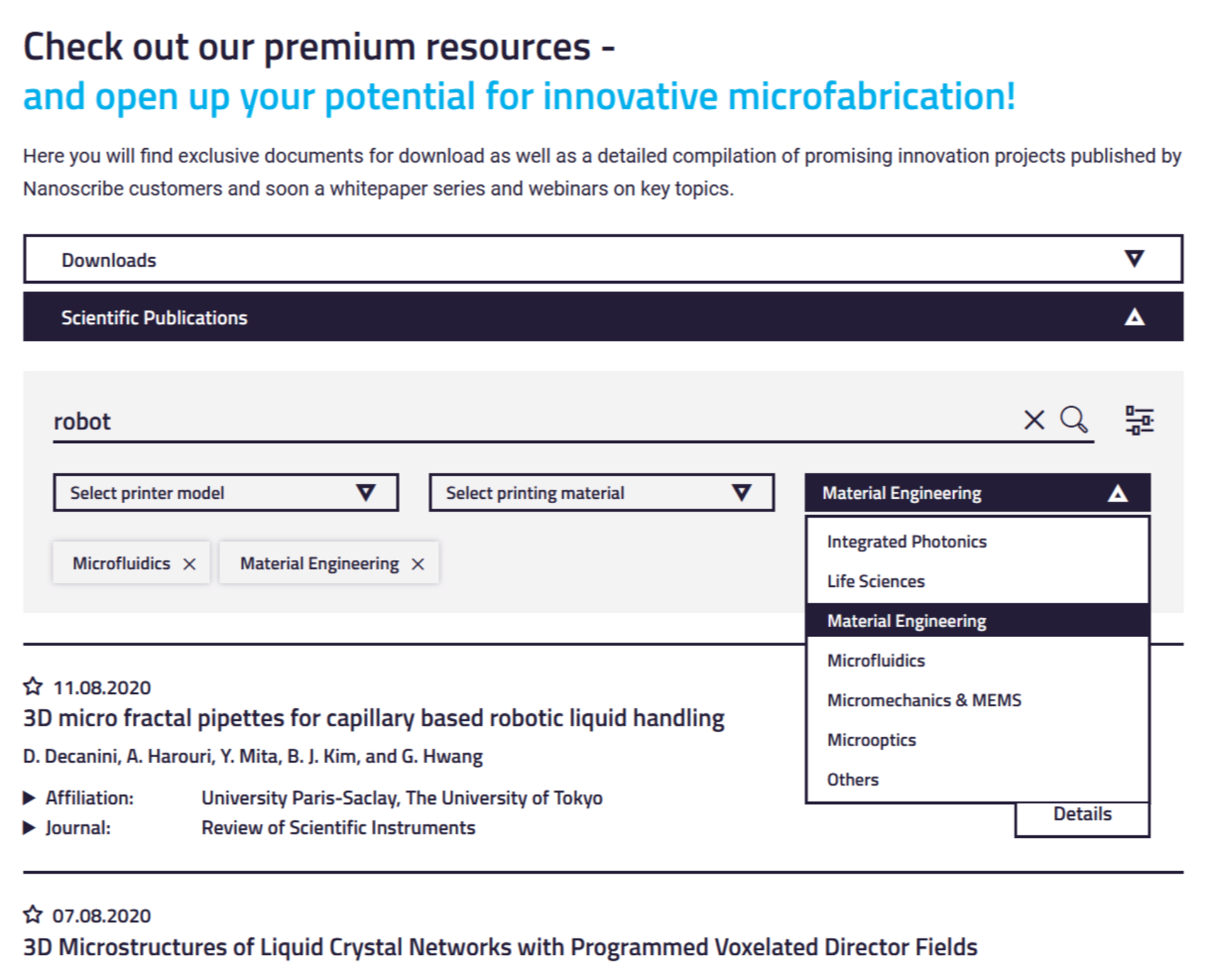 Premium resources enable powerful search of scientific publications with lots of well-documented innovative applications